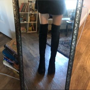 Black Suede Thigh-High Boots